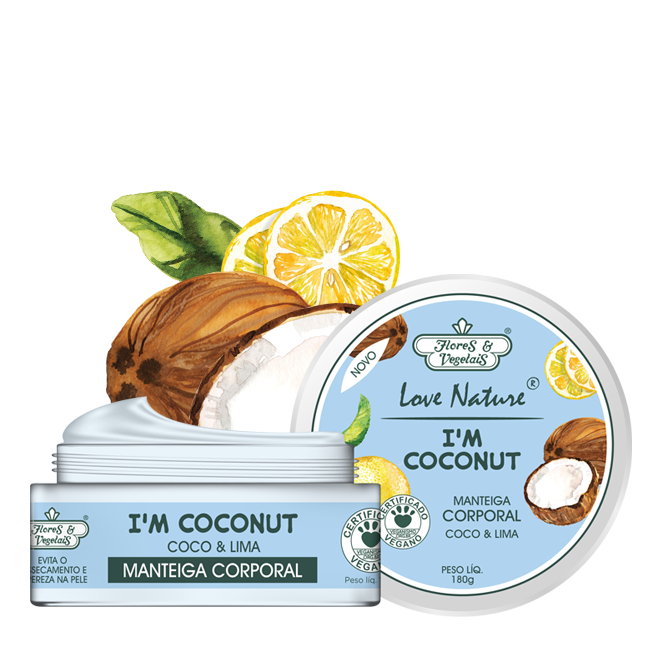Manteiga Hidratante Corporal Love Nature® Coco & Lima Flores & Vegetais 180g