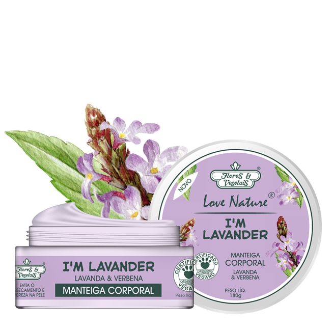 Manteiga Hidratante Corporal Love Nature® Lavanda & Verbena Flores & Vegetais 180g