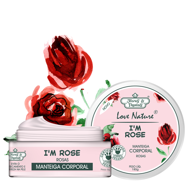 Manteiga Hidratante Corporal Love Nature® Rosas Flores & Vegetais 180g