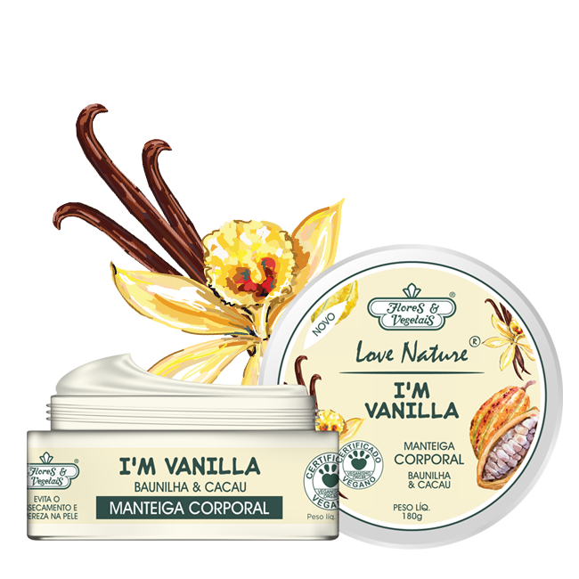 Manteiga Hidratante Corporal Love Nature® Baunilha & Cacau Flores & Vegetais 180g