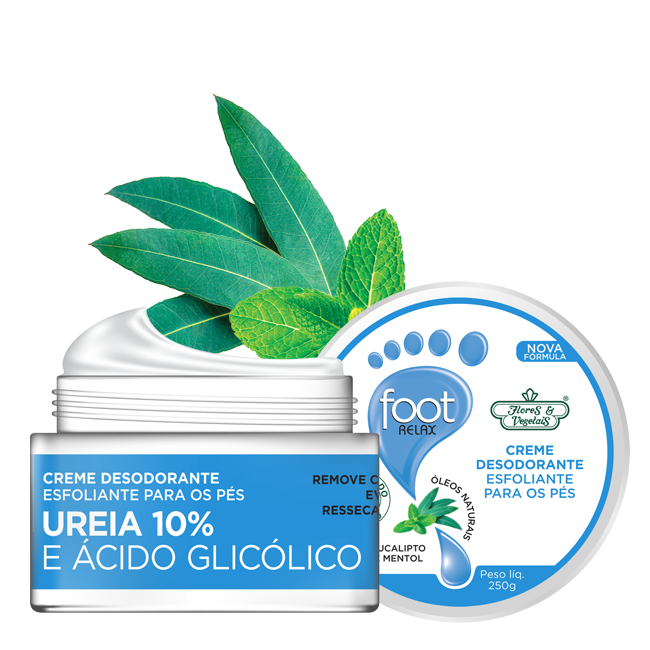 Creme Desodorante Para Os Pés Esfoliante Foot Relax Flores & Vegetais 250g